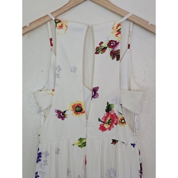 ZARA Floral Maxi Dress Womens Size Medium Cutout Open Back Lined - Picture 6 of 12